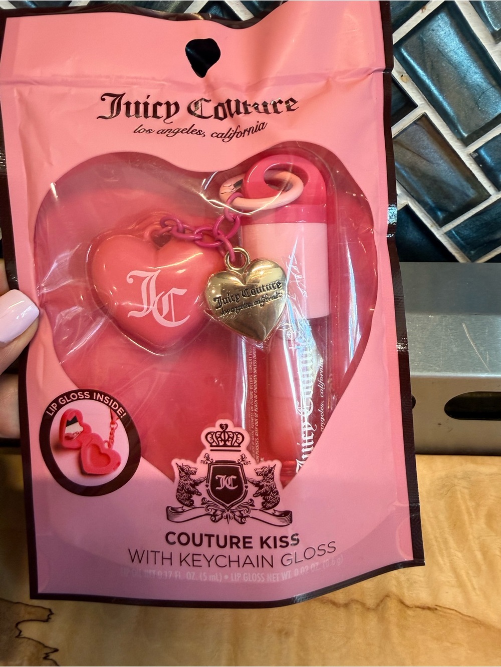 Juicy Couture Pink Couture Kiss Lip Gloss & lip oil with Keychain